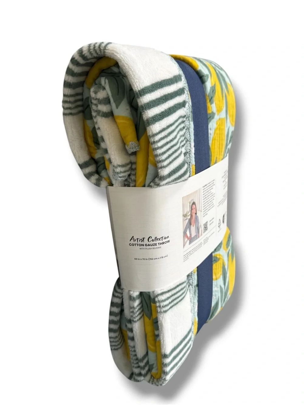 Artist Collection Cotton Gauze Throw - Yellow Lemon Print 60”x70”